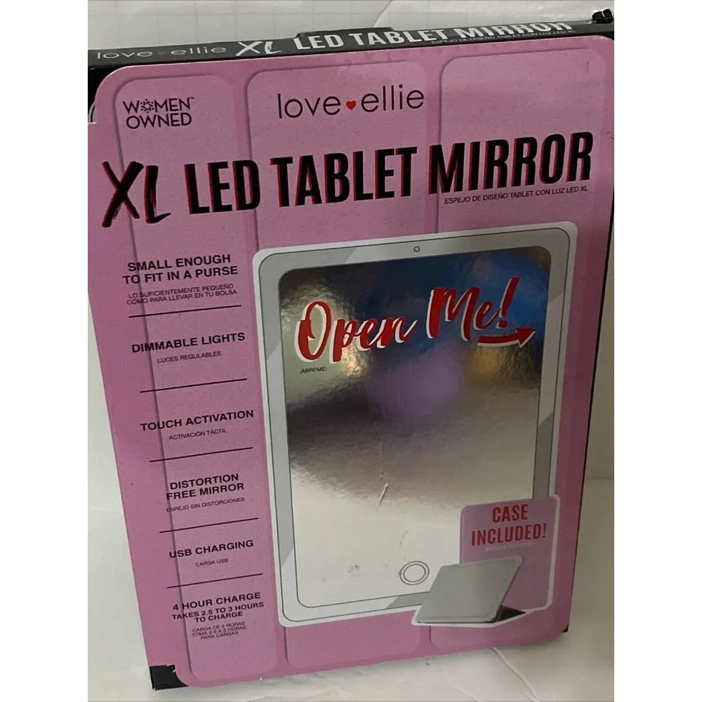 Love Ellie's Megan XL LED Tablet Mirror With Dimmable Lights & Micro USB Cord A8